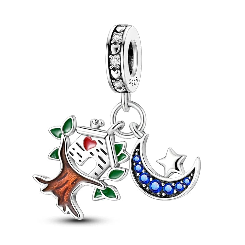 Liora Atelier Tree of Life Charm with Birdhouse and Blue Crescent Moon