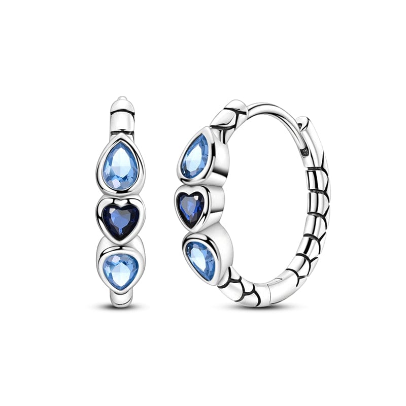 Liora Atelier Triple Blue Heart Gem Hoop Earrings