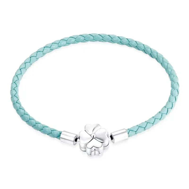 Liora Atelier Turquoise Lucky Clover Leather Charm Bracelet