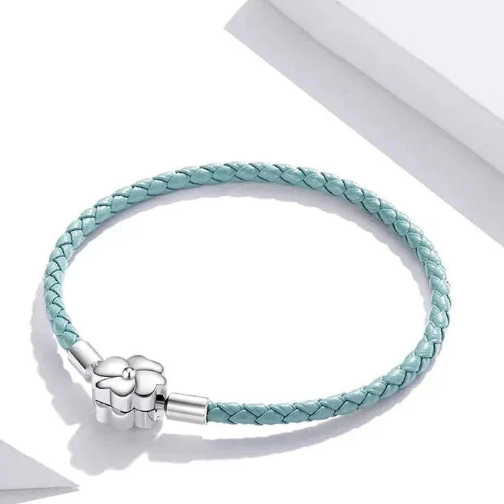 Liora Atelier Turquoise Lucky Clover Leather Charm Bracelet