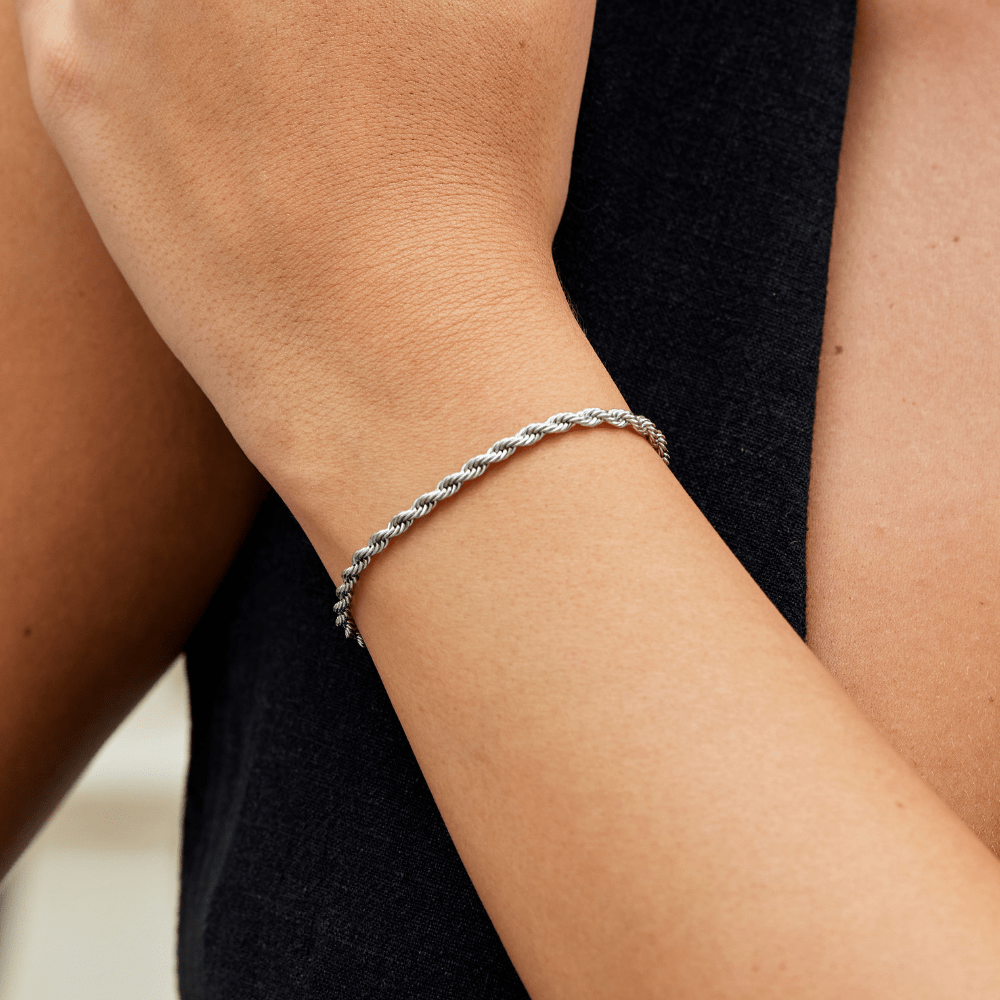 Verdrehte Ketten-Silberarmband