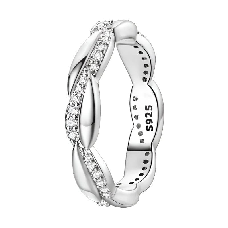 Liora Atelier Twisted Infinity Celtic Knot Cubic Zirconia CZ Wedding Band Stackable Ring