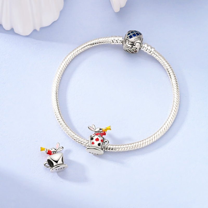 Liora Atelier White Rabbit in Teacup Charm