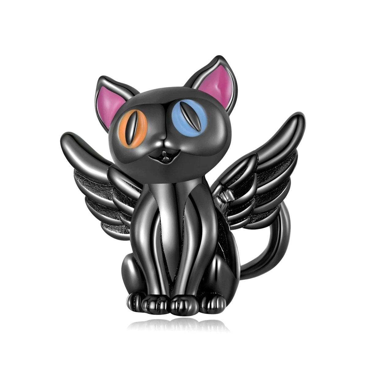 Liora Atelier Winged Black Cat with Colorful Eyes Charm