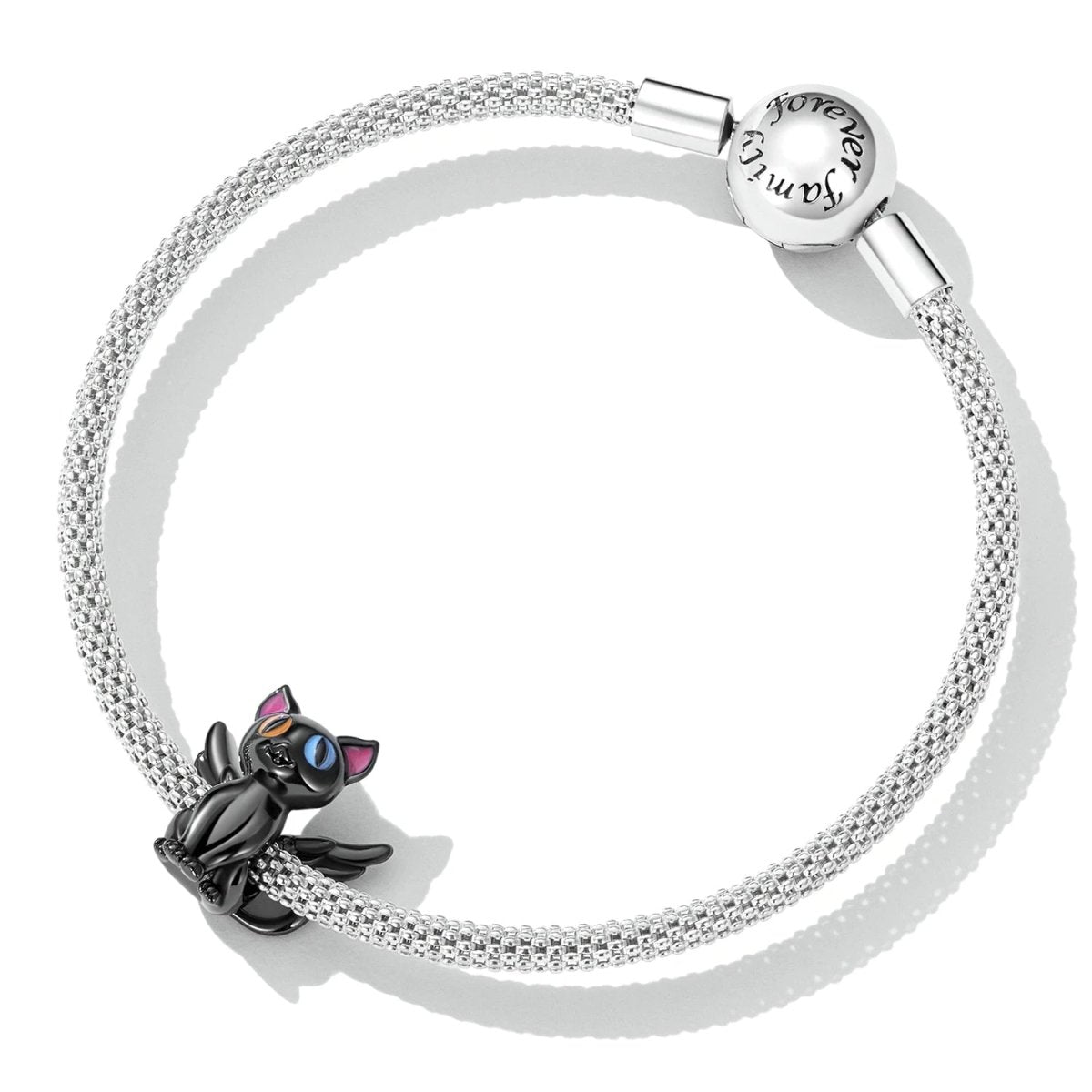 Liora Atelier Winged Black Cat with Colorful Eyes Charm