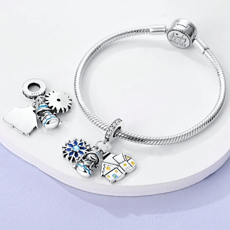 Liora Atelier Winter Wonderland Charm Trio – Snowflake, Snowman & Cozy House