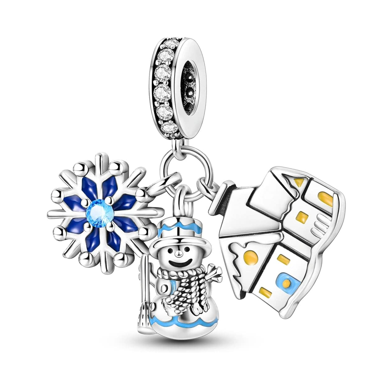 Liora Atelier Winter Wonderland Charm Trio – Snowflake, Snowman & Cozy House