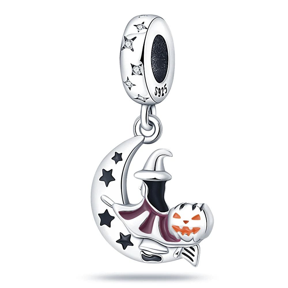 Liora Atelier Witch and Pumpkin on the Moon Dangle Charm
